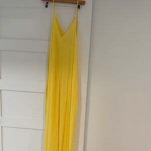 Bright Yellow V-Neck Slip Dress